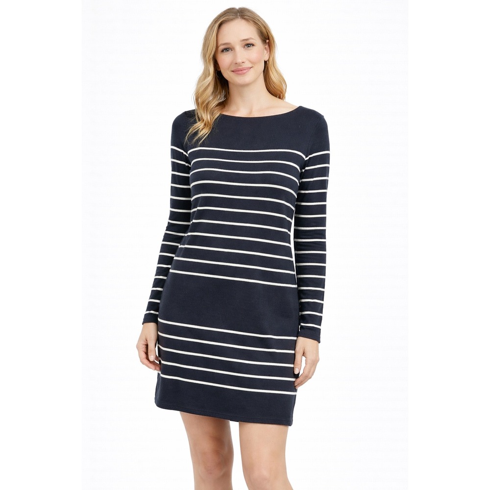 White House Black Market Dress XXS Black White Striped Nautical Pullover Layered